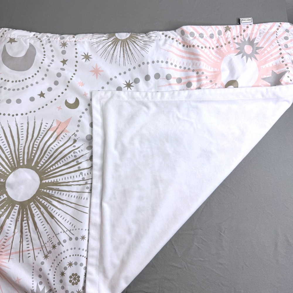 Sweet Jojo Designs Celestial Sun Moon Star Pink Gold Grey Baby Blanket 30x35